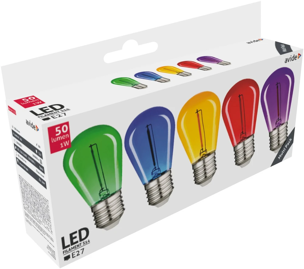 Avide LED lemputės 1W E27 Decor, 5 vnt.