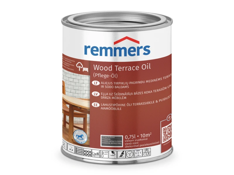 Dekoratyvinis aliejus Remmers Wood Terrace Oil antracito pilkas intensyvus 0,75 l