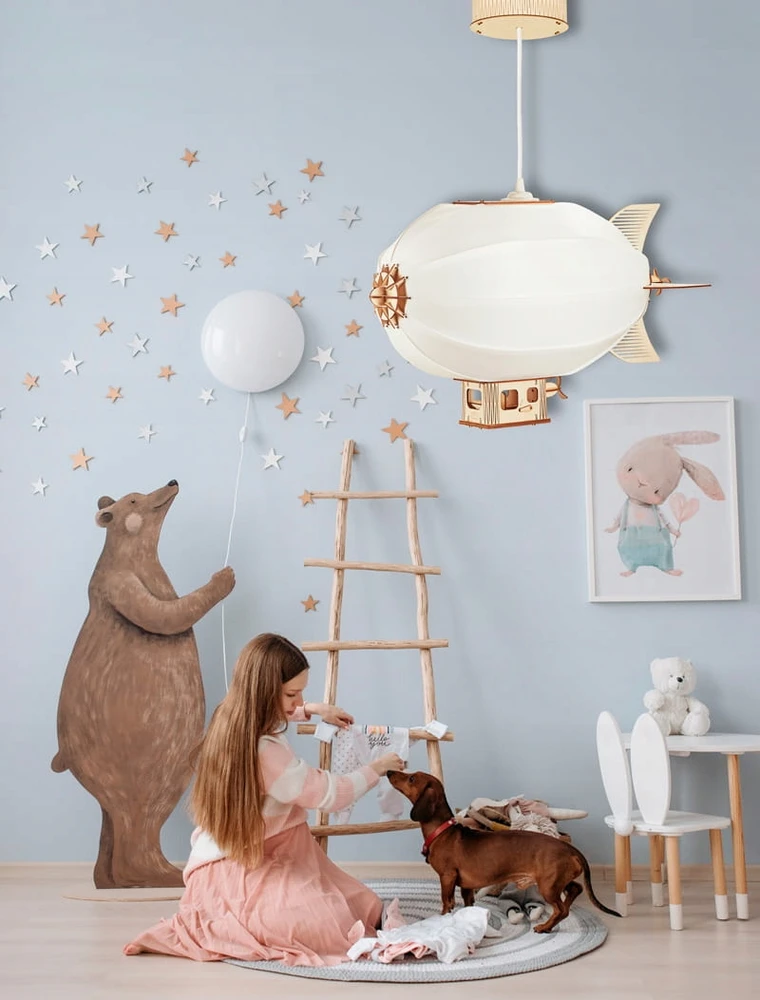 Deku Sterowiec Lampa wisząca dekoracyjna drewniana