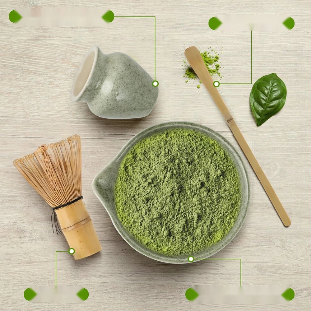 DĖL MATCHA 4 DALIŲ ŽALIŲ TRADICINIŲ BAMBUKO PRIEDŲ