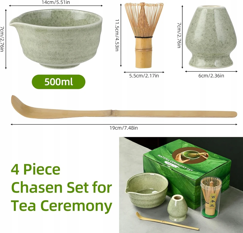 DĖL MATCHA 4 DALIŲ ŽALIŲ TRADICINIŲ BAMBUKO PRIEDŲ