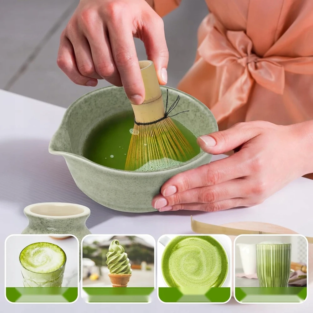 DĖL MATCHA 4 DALIŲ ŽALIŲ TRADICINIŲ BAMBUKO PRIEDŲ