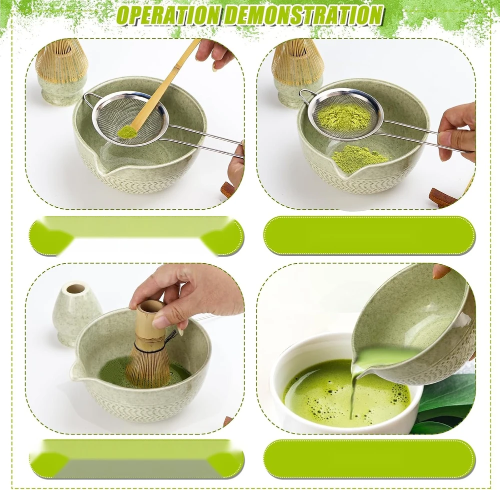 DĖL MATCHA RINKINIMO 6 Vnt. ŠLETĖS DUBENIS DUBENIS ŠAUKŠTAS PRIEDAI DOVANA