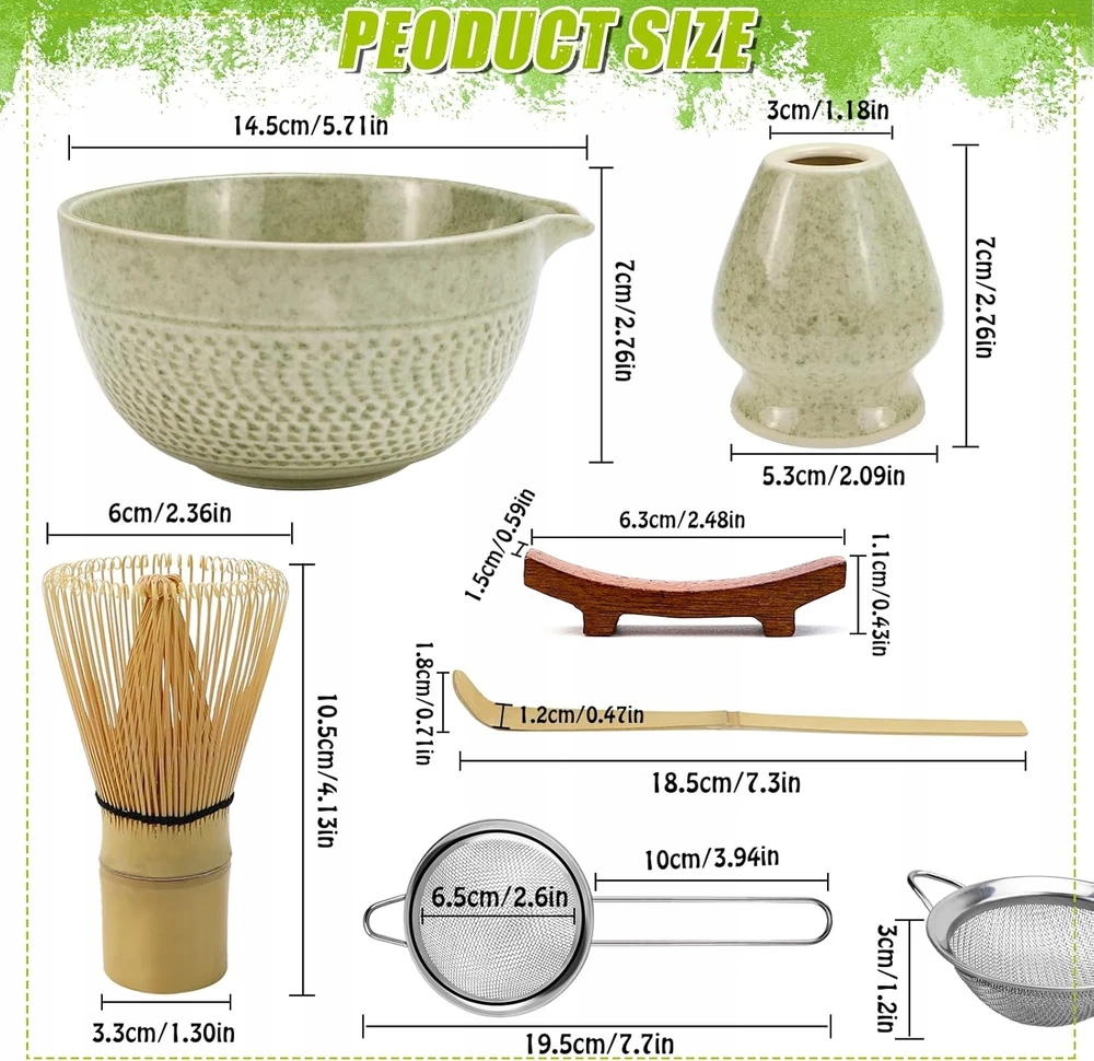 DĖL MATCHA RINKINIMO 6 Vnt. ŠLETĖS DUBENIS DUBENIS ŠAUKŠTAS PRIEDAI DOVANA
