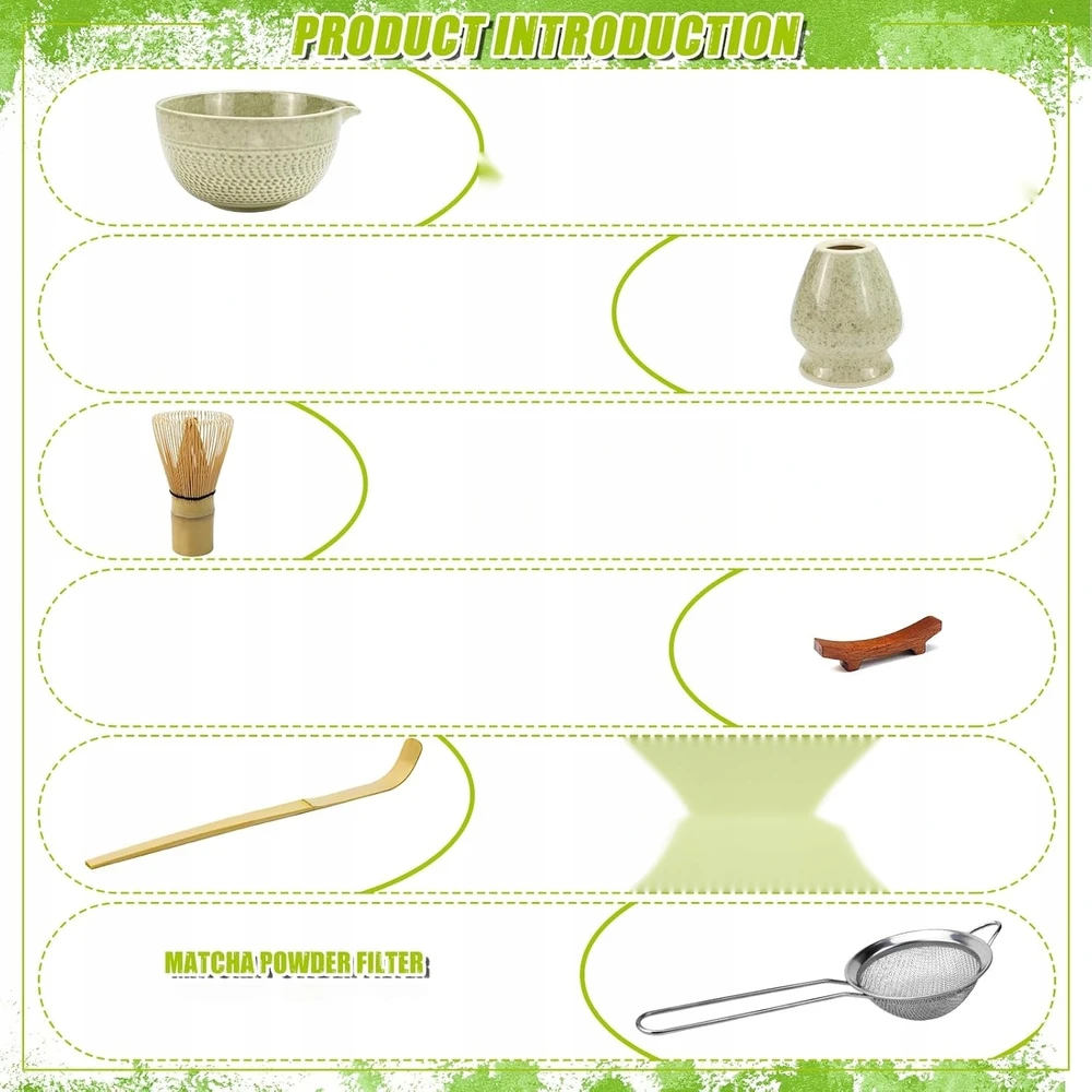 DĖL MATCHA RINKINIMO 6 Vnt. ŠLETĖS DUBENIS DUBENIS ŠAUKŠTAS PRIEDAI DOVANA