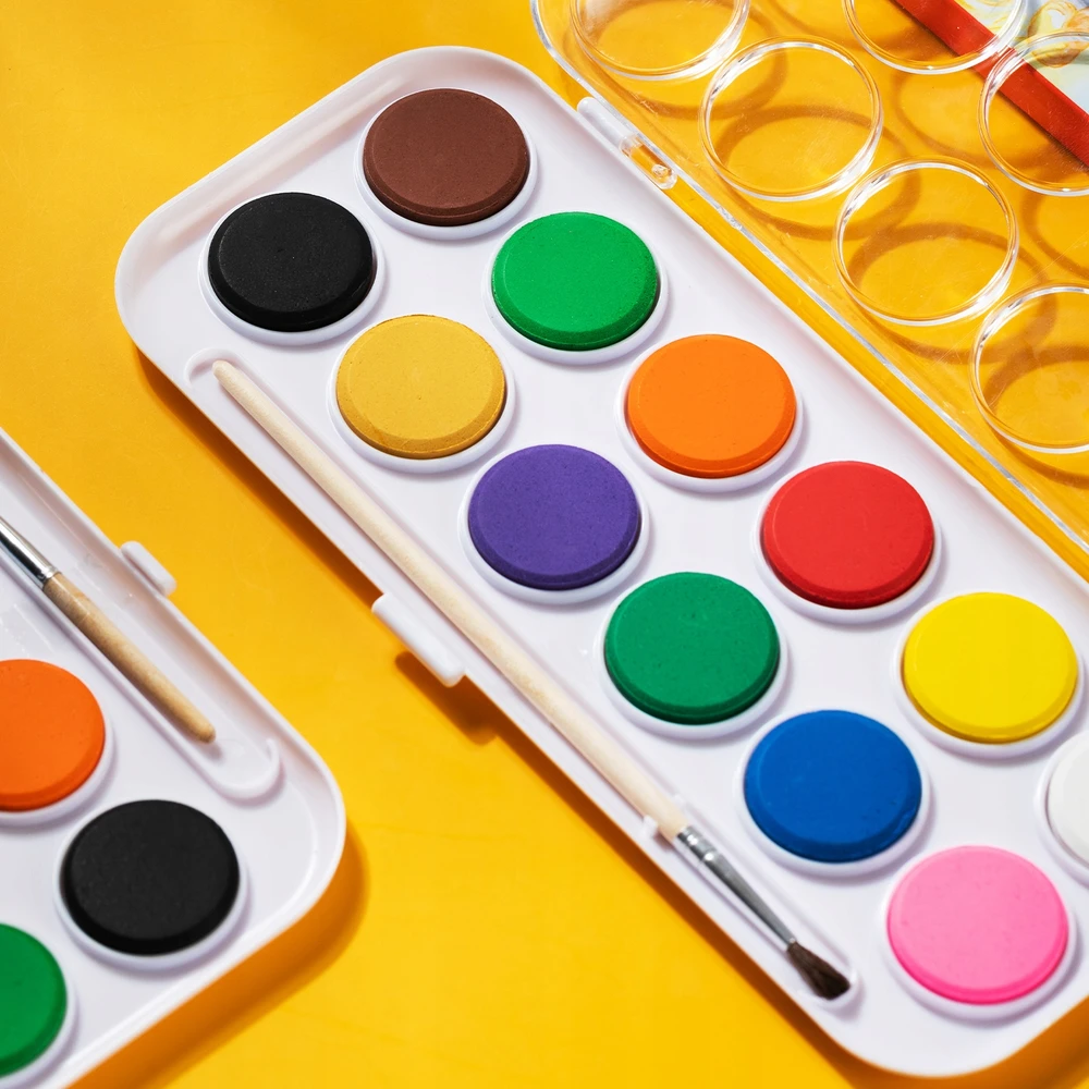 Deli Colorun akvareliniai dažai, 12 spalvų, su teptuku