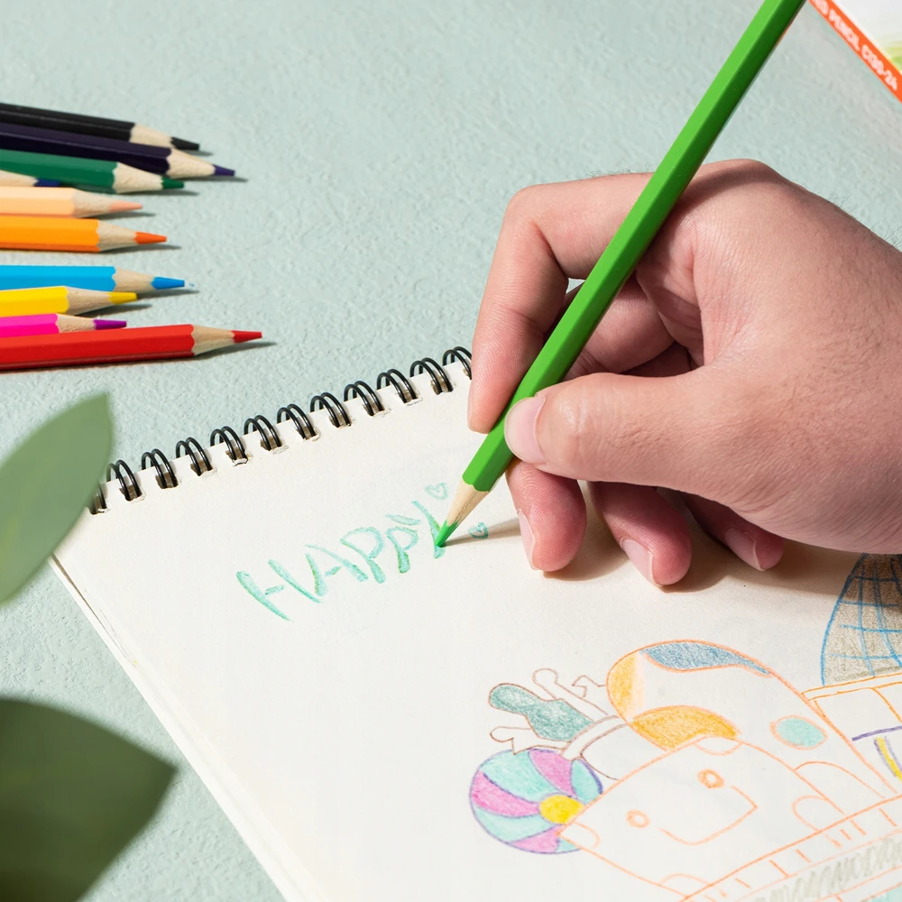 Deli Colorun spalvoti pieštukai, 12 vnt., 3mm grafitas, šešiakampiai