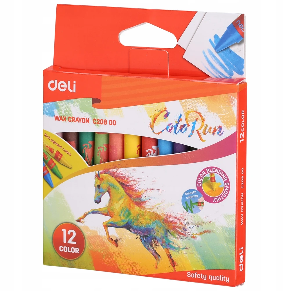 Vaškinės kreidelės DELI Colorun 12 spalvų