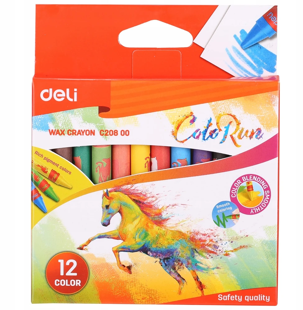 Vaškinės kreidelės DELI Colorun 12 spalvų