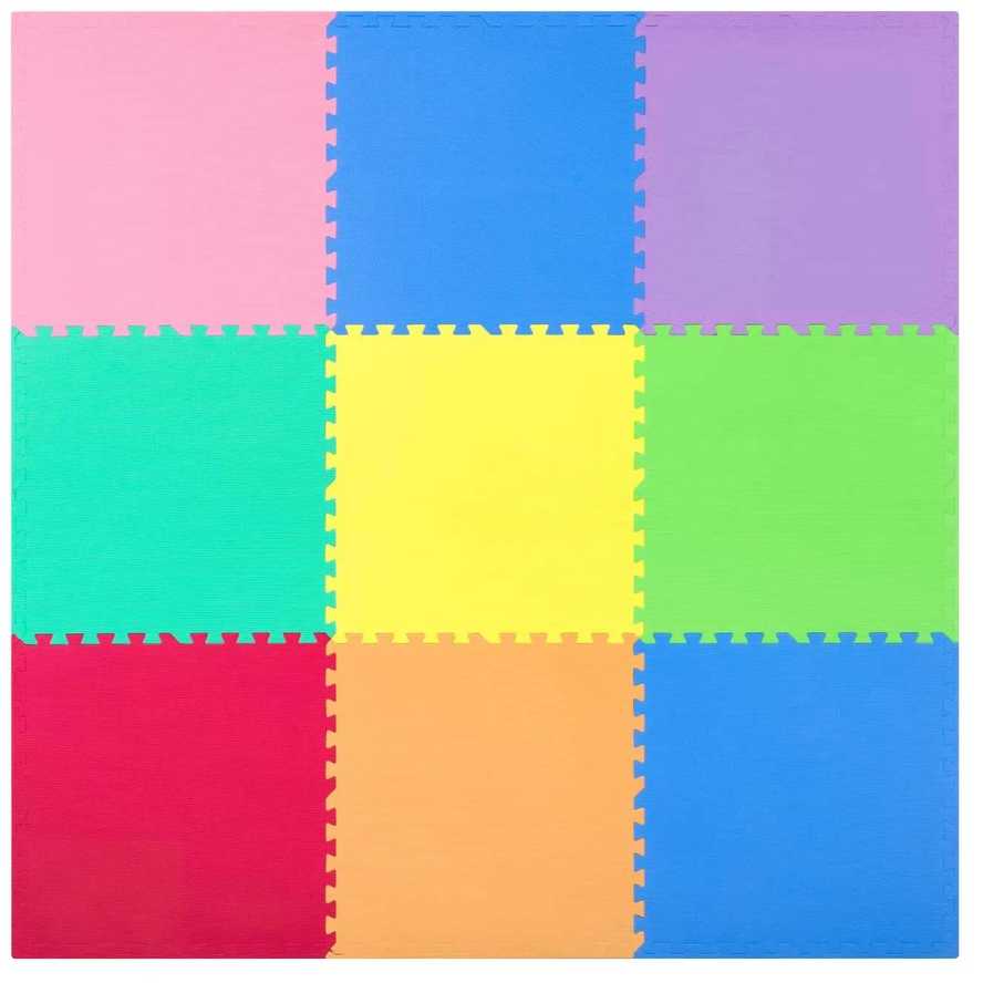 Ricokids Dėlionių kilimėlis iš putplasčio, 180x180 cm, 9 vnt., įvairiaspalvis