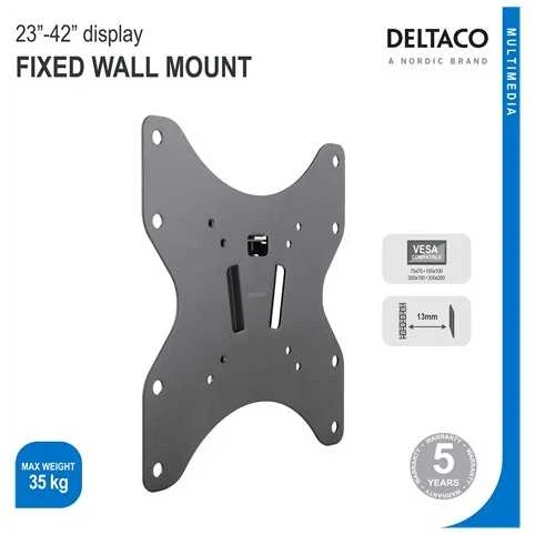 DELTACO fiksuotas sieninis laikiklis 23-42 "iki 35 kg, VESA, juodas ARM-1050