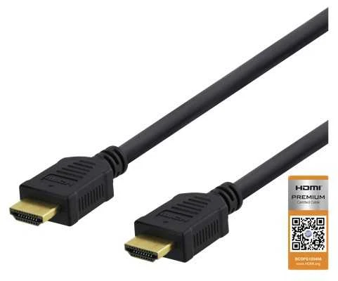 DELTACO didelės spartos aukščiausios kokybės HDMI kabelis, 2 m, Ethernet, 4K UHD, Be ferito juodas HDMI-1020D