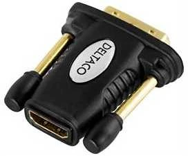 DELTACO HDMI adapteris, Full HD 60Hz, HDMI 19 kontaktų lizdas į DVI-D kištuką, auksininės jungtys HDMI-11