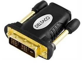 DELTACO HDMI adapteris, Full HD 60Hz, HDMI 19 kontaktų lizdas į DVI-D kištuką, auksininės jungtys HDMI-11