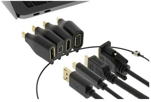 DELTACO OFFICE USB-C adapterių komplektas, mDP, DP, VGA, HDMI, juodas / USBC-AR1