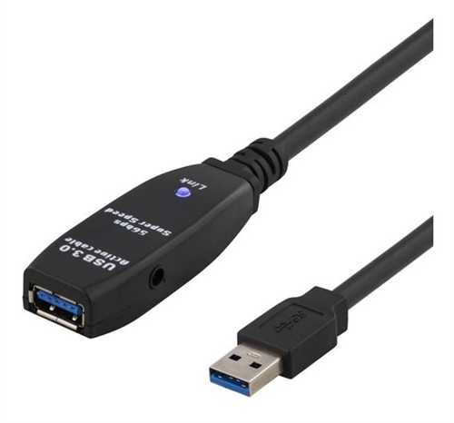 DELTACO PRIME aktyvus USB 3.0 prailginimo kabelis, A tipo vyriškas - A tipo moteriškas, 7m, juodas/ USB3-1004