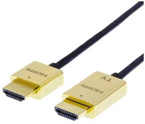 DELTACO PRIME HDMI kabelis, itin plonas, HDMI Type A ha, 4K, Ultra HD, 3.0m, juodas/auksinis / HDMI-1043-K