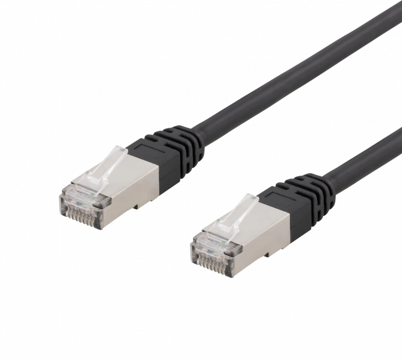 DELTACO S/FTP Cat6 patch kabelis, atsparus UV spinduliams, 3m, juodas SFTP-63UV