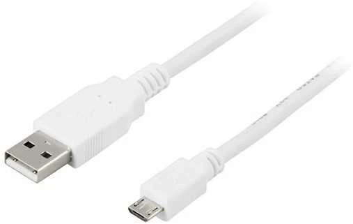 „DELTACO USB 2.0“ A tipo „Micro-B“ USB, 5 kontaktų, 1 m, baltas