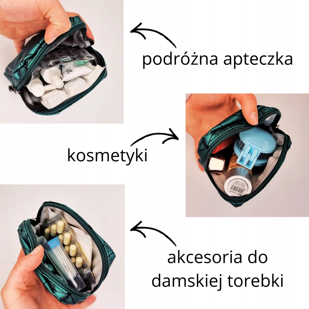Deni Carte Moteriškas mini kosmetikos krepšys higieniniams įklotams, vaistams, kosmetikai, Turquoise dėklas