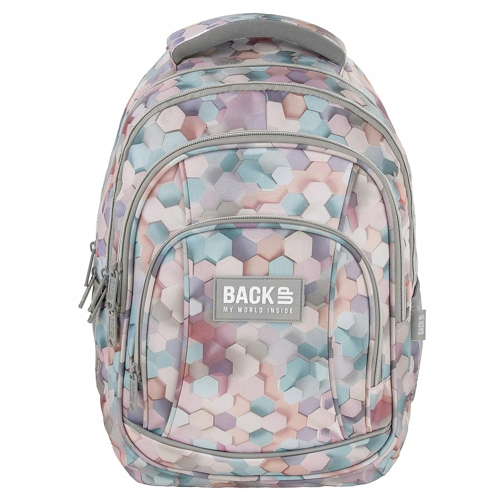 Derform Mokyklinė kuprinė Backup 26l, daug skyrių, geometrinis raštas, smėlio spalvos