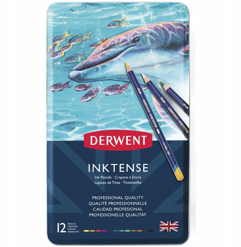Derwent Akvarelinės kreidelės Inktense 12vnt. metalinė dėžutė