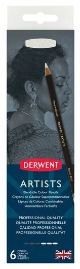 Derwent - Menininkų juodos ir baltos spalvos rašikliai, 6 vnt. skardinės (601097)