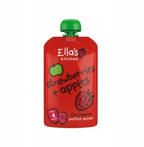 Desertas vaikams BIO braškių ir obuolių putėsiai Ella's Kitchen 120g