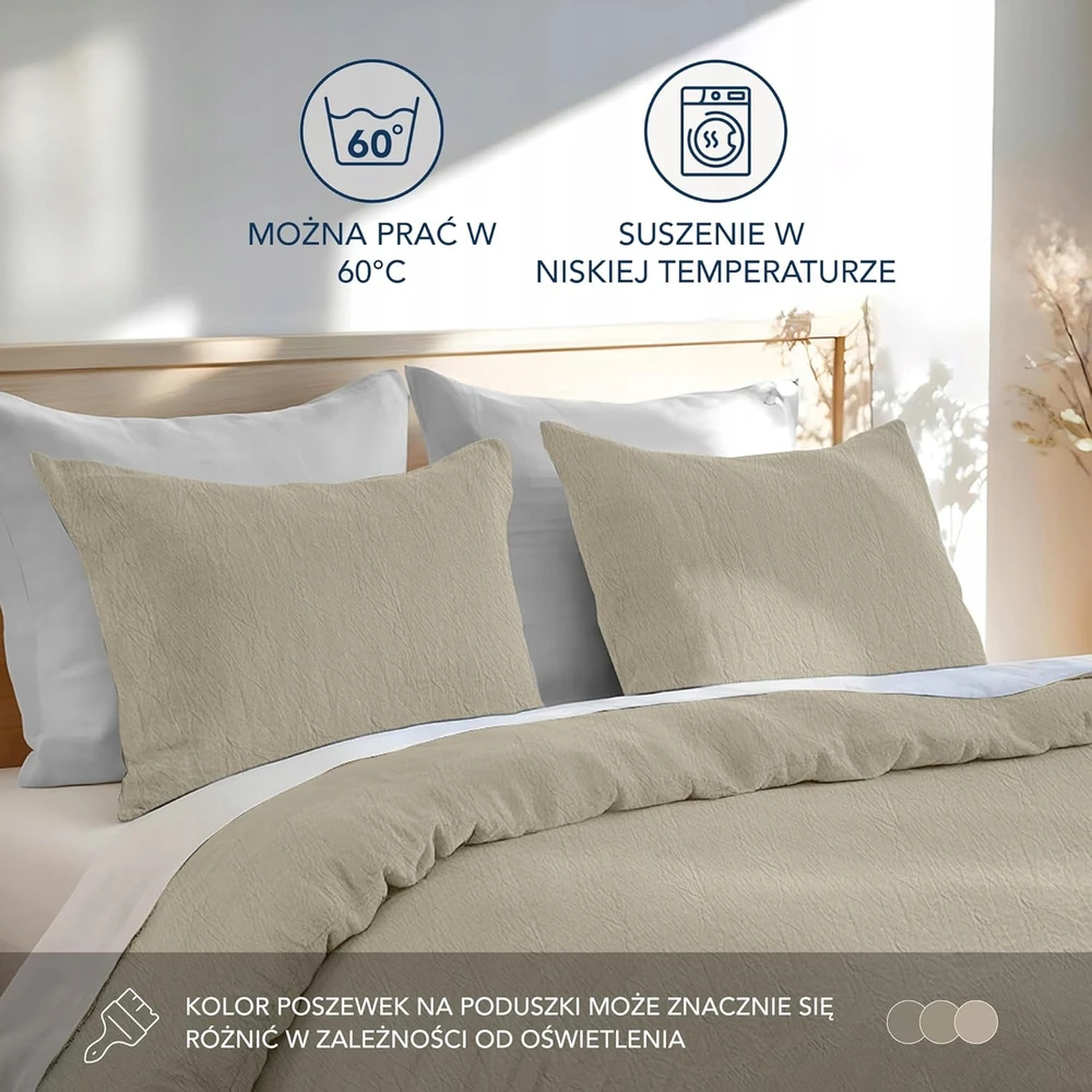 Design POSZEWKA NA PODUSZKE 40X60 Rinkinys 2 SZT BAWELNA BEZOWA WYGLAD LNU