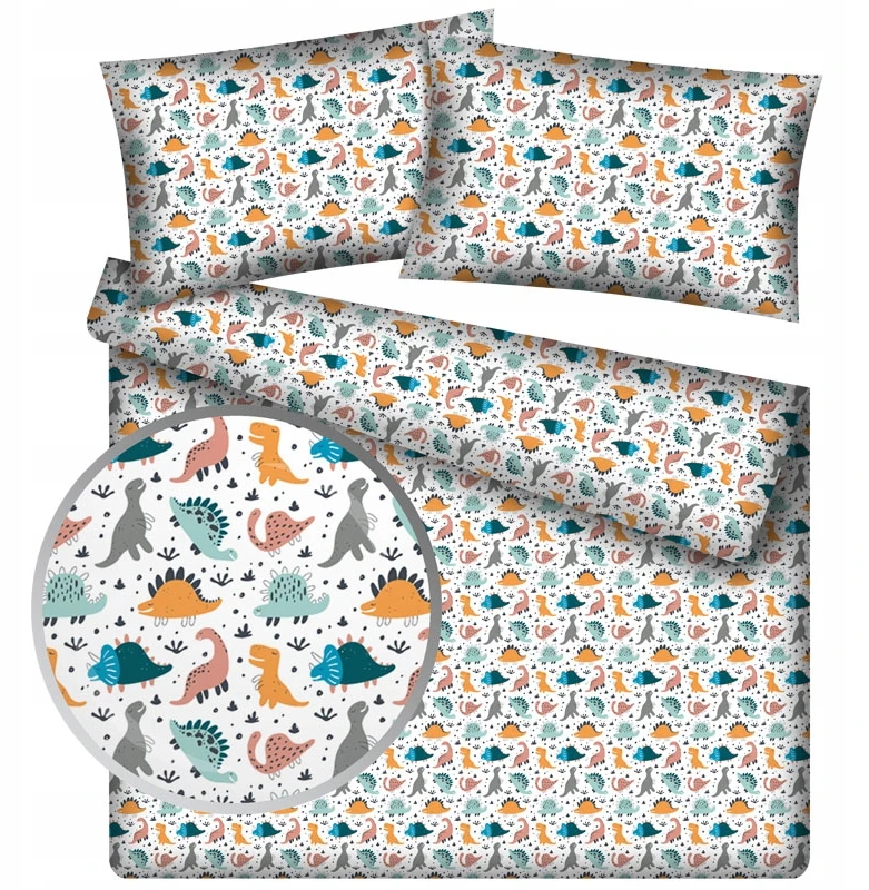 Designpremium Medvilninė patalynė 160x200 cm su dinozaurų motyvais