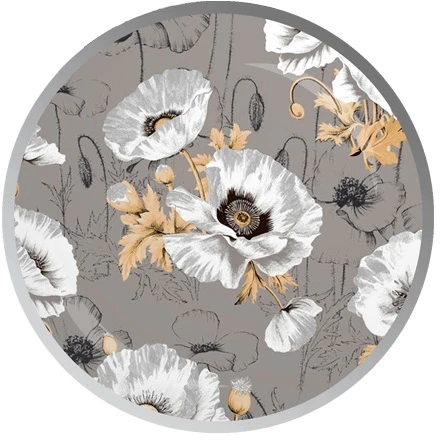 Designpremium Užvalkalas na poduszkę pilka w balta duże kwiaty maki 40x40 cm