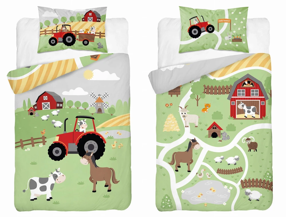 Detexpol Bambuko patalynės komplektas TRAKTOR Farma 90x120 cm bambukas + medvilnė