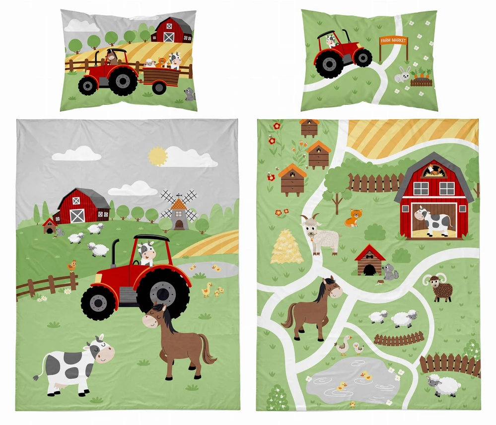 Detexpol Bambuko patalynės komplektas TRAKTOR Farma 90x120 cm bambukas + medvilnė