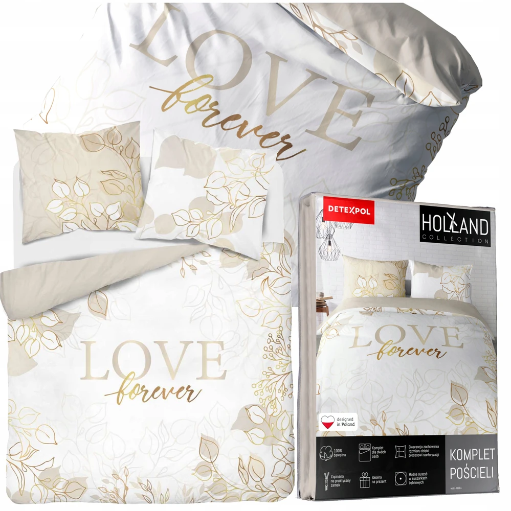 Detexpol Eurofirany patalynės komplektas Love forever SJC-223, 160x200 cm, 3 dalių