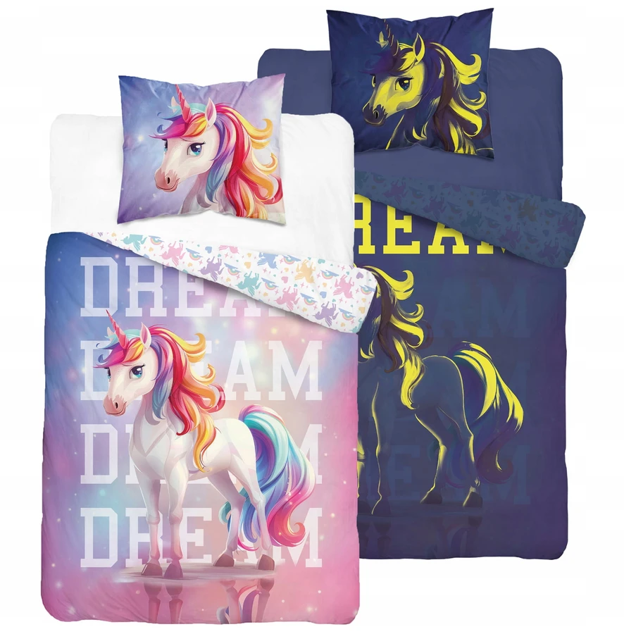 Detexpol GLOWING UNICORN PATALĖS UNICORN 140x200cm FLUO DREAM ROŽINĖ