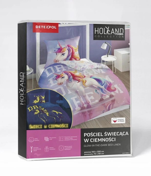 Detexpol GLOWING UNICORN PATALĖS UNICORN 140x200cm FLUO DREAM ROŽINĖ
