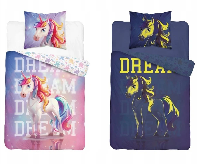 Detexpol GLOWING UNICORN PATALĖS UNICORN 140x200cm FLUO DREAM ROŽINĖ