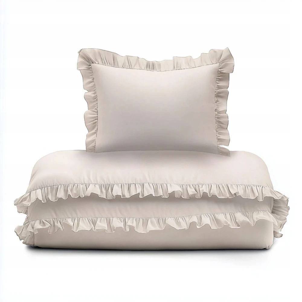 Detexpol Medvilninė patalynė su raukiniais bohemiškam lovai 90x120 smėlio sp.