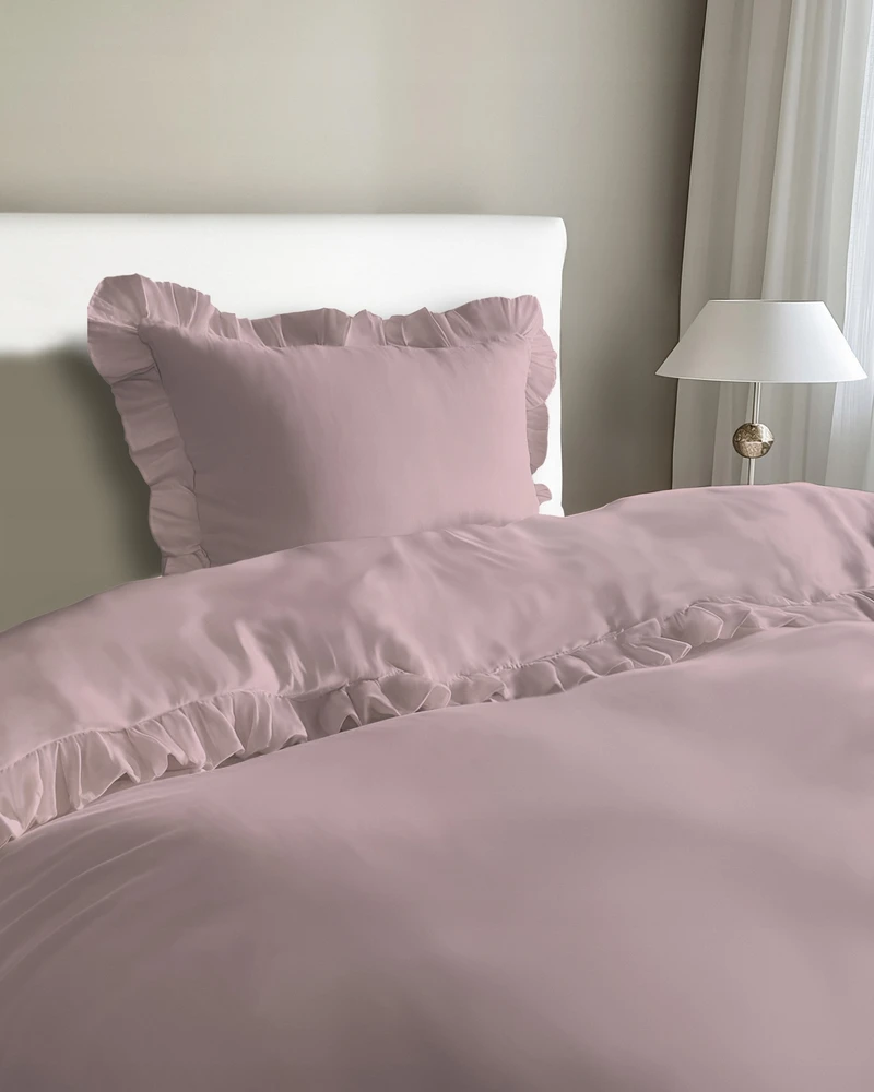 Detexpol Medvilninė patalynė su raukiniais, boho stiliaus, užsegama sagomis 160x200 Rožinė