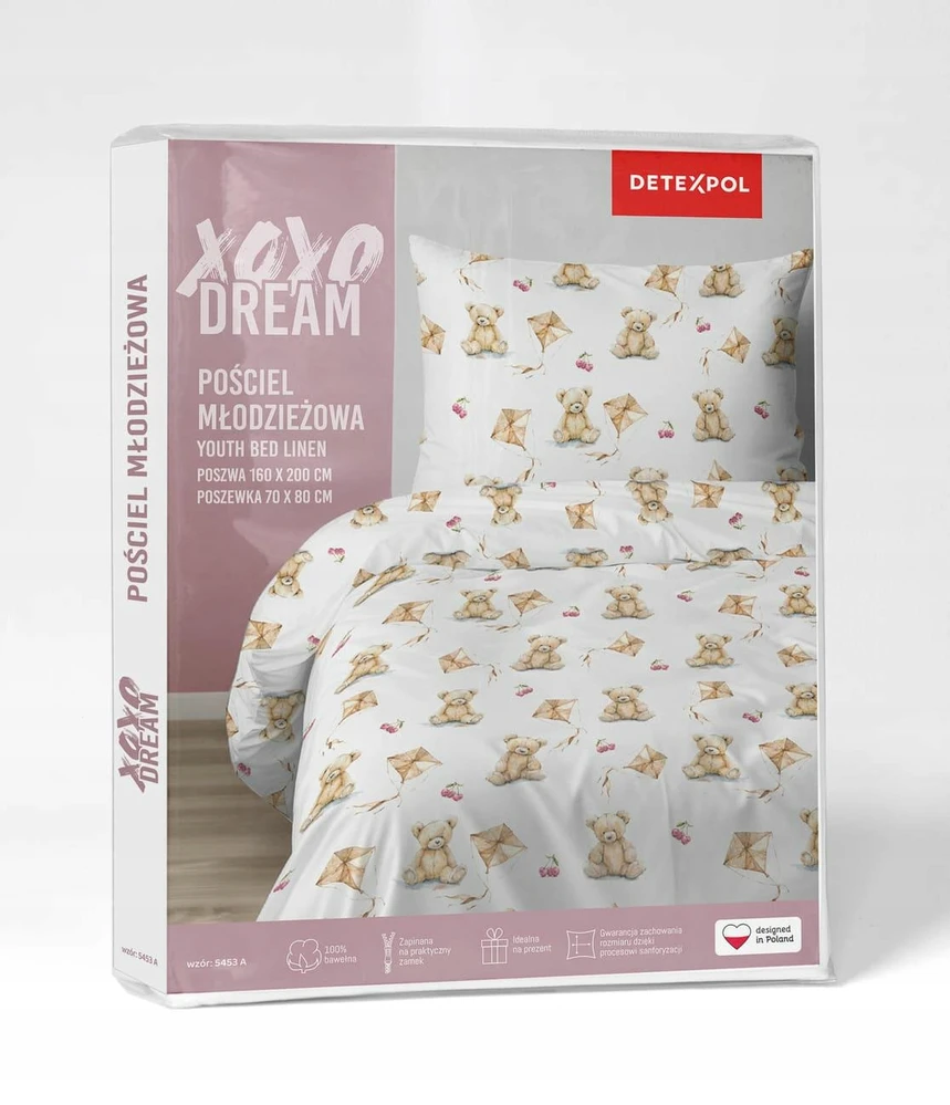 Detexpol Minkštos medvilninės patalynės komplektas 160x200 cm su meškiukais