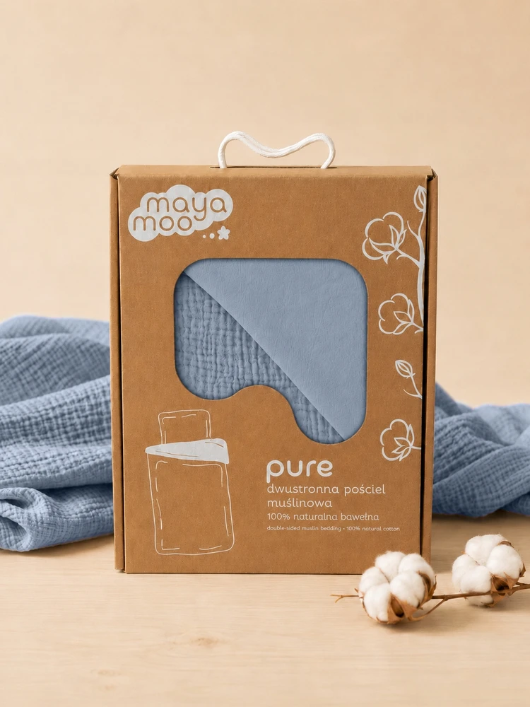 Detexpol „Muslin“ kūdikių patalynė 100x135 mėlyna MEDVILNĖ Premium