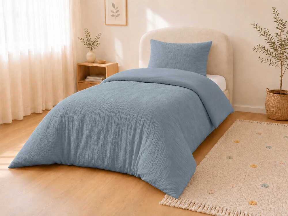 Detexpol „Muslin“ kūdikių patalynė 100x135 mėlyna MEDVILNĖ Premium