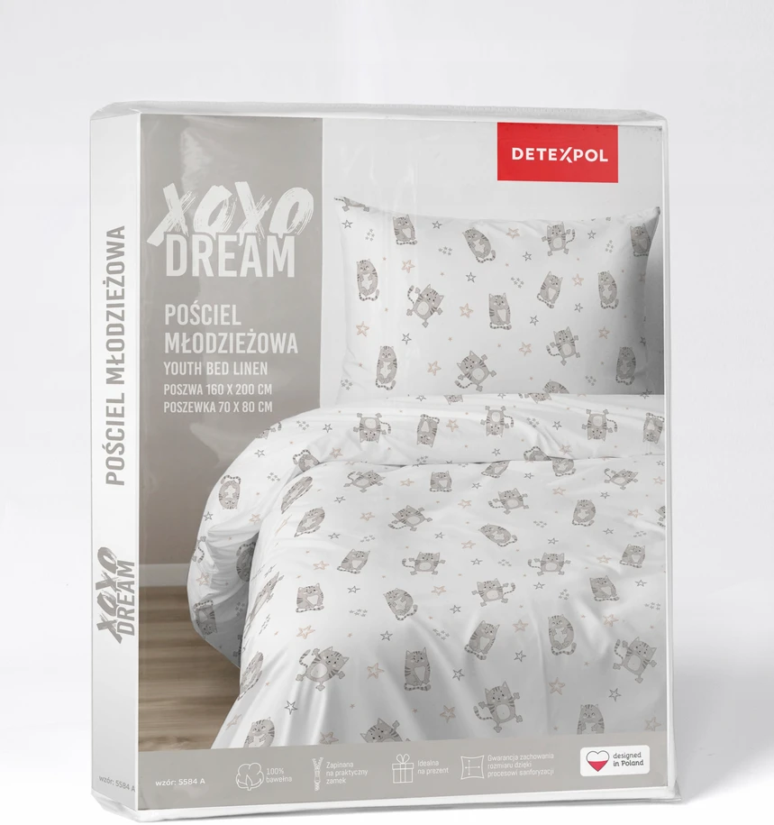 Patalynės komplektas Detexpol Patalynė Dziecięca KOTY KOTKI 160x200 XOXO Dreams