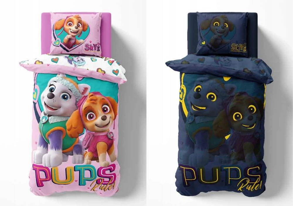 Detexpol Patalynė Švyti tamsoje 140x200 PAW PATROL šuniukai Rožinė