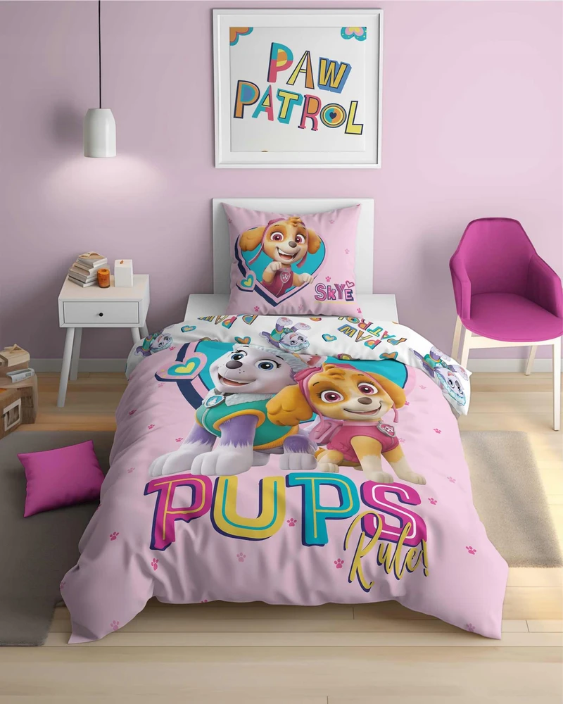 Detexpol Patalynė Švyti tamsoje 140x200 PAW PATROL šuniukai Rožinė
