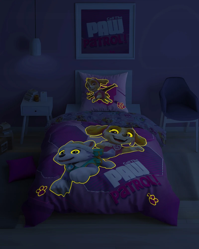 Detexpol Patalynė Švyti tamsoje 140x200 PAW PATROL šuniukai Rožinė