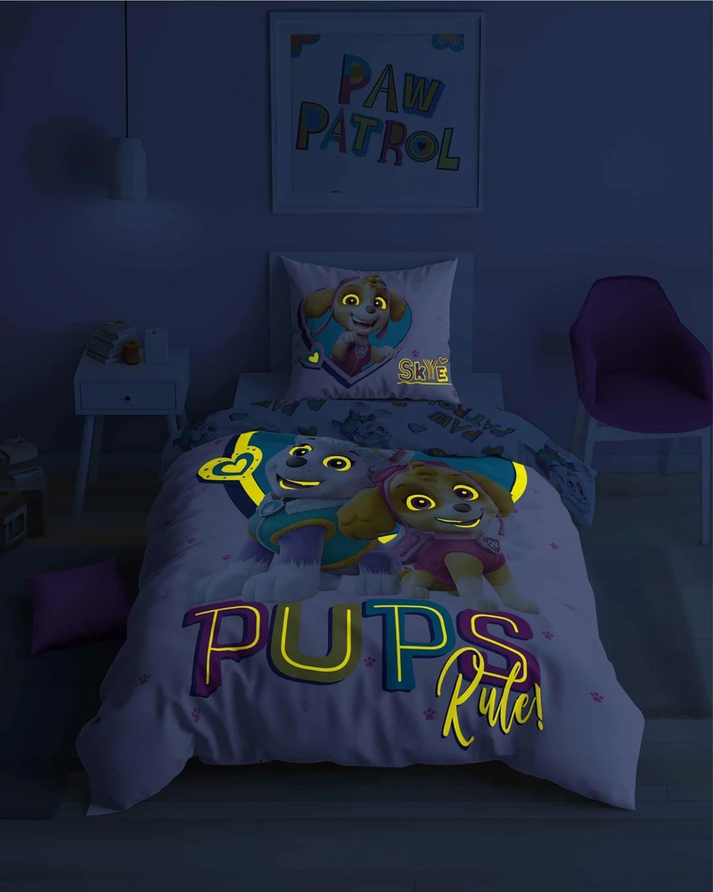 Detexpol Patalynė Švyti tamsoje 140x200 PAW PATROL šuniukai Rožinė