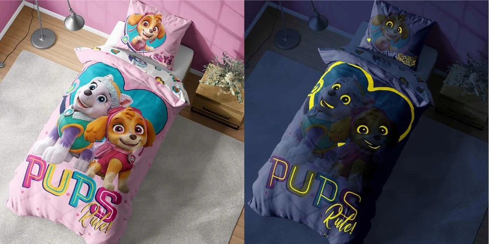 Detexpol Patalynė Švyti tamsoje 140x200 PAW PATROL šuniukai Rožinė