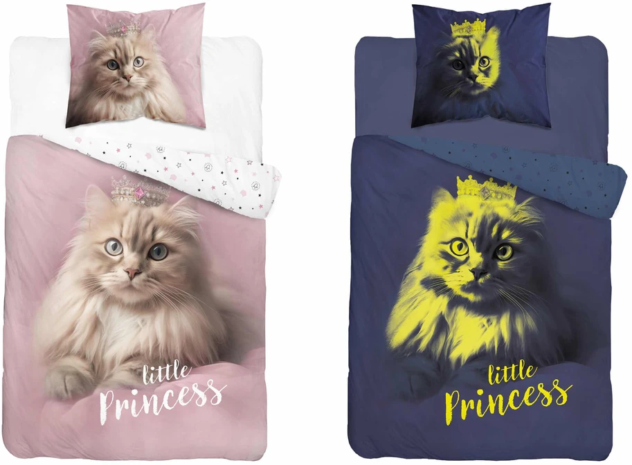 Patalynės komplektas Detexpol PATALYS 160x200 GLOW IN THE DARK Kitten 100% MEDVILNĖ