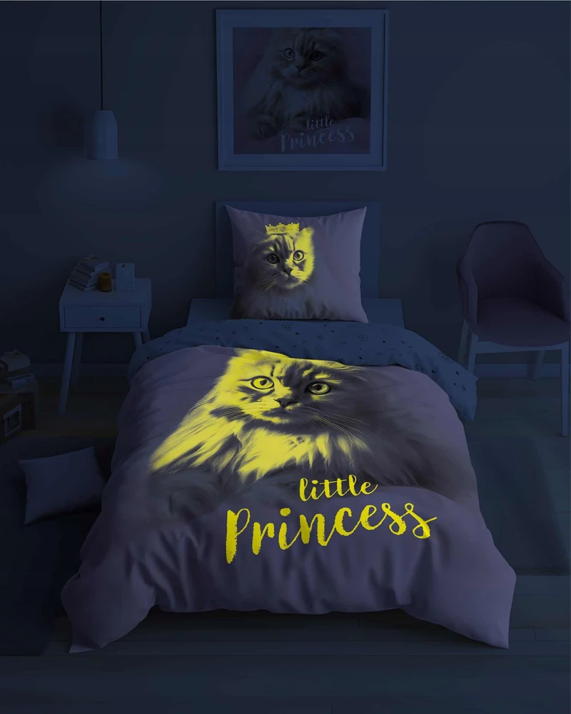 Patalynės komplektas Detexpol PATALYS 160x200 GLOW IN THE DARK Kitten 100% MEDVILNĖ